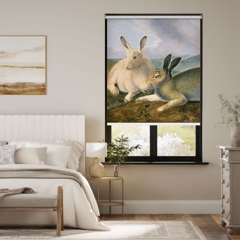 Rustic Meadow Rabbit Roller Blind pattern detail