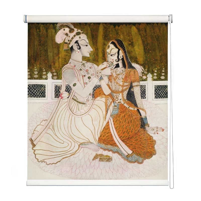 Mughal Courtly Romance Window Roller Blind shown in a room
