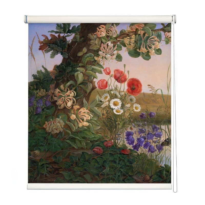 Cottage Garden Painted Window Roller Blind shown in a room