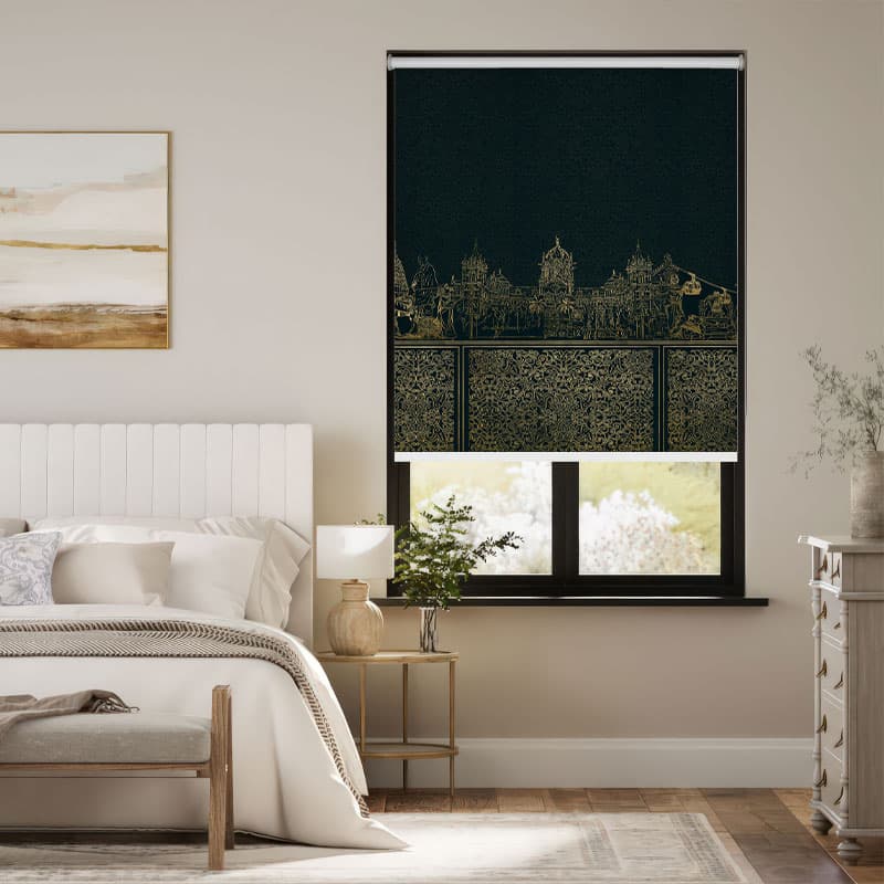 Golden Mumbai Heritage Roller Blind pattern detail