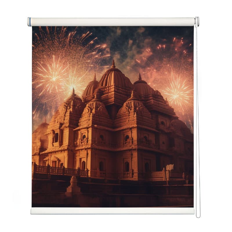 Majestic Temple Fireworks Window Roller Blind shown in a room