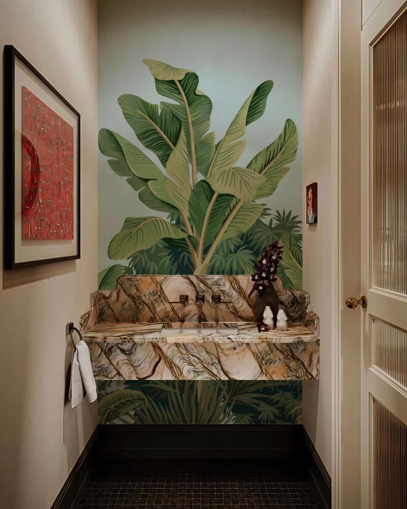 Nora, Exotic Tropical Trees Wallpaper Mural shown in a room