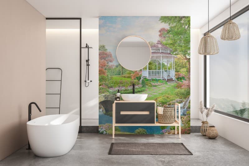 Paradisia, Enchanted Gazebo Wallpaper Mural shown in a room