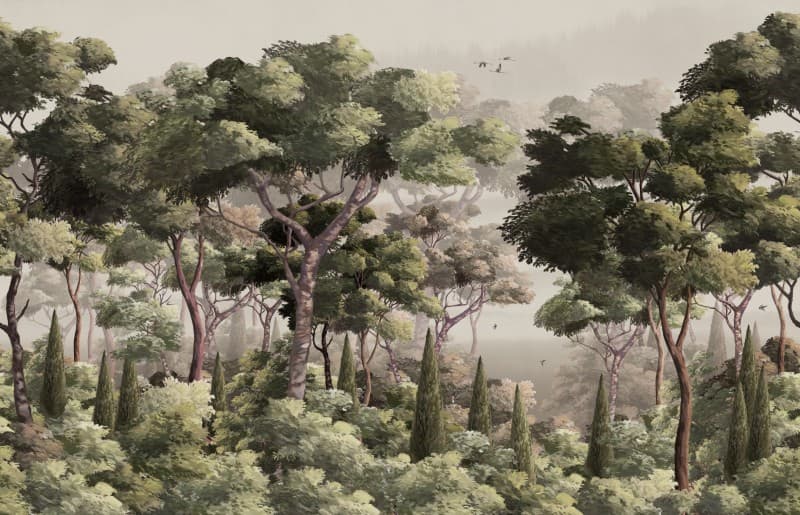 Sylvestra, Morning Mist Forest Wallpaper Mural pattern detail