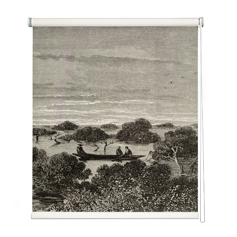 Vintage River Expedition Roller Blind shown in a room