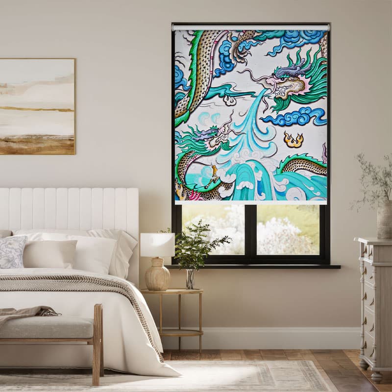 Imperial Dragon Guardian Roller Blind pattern detail
