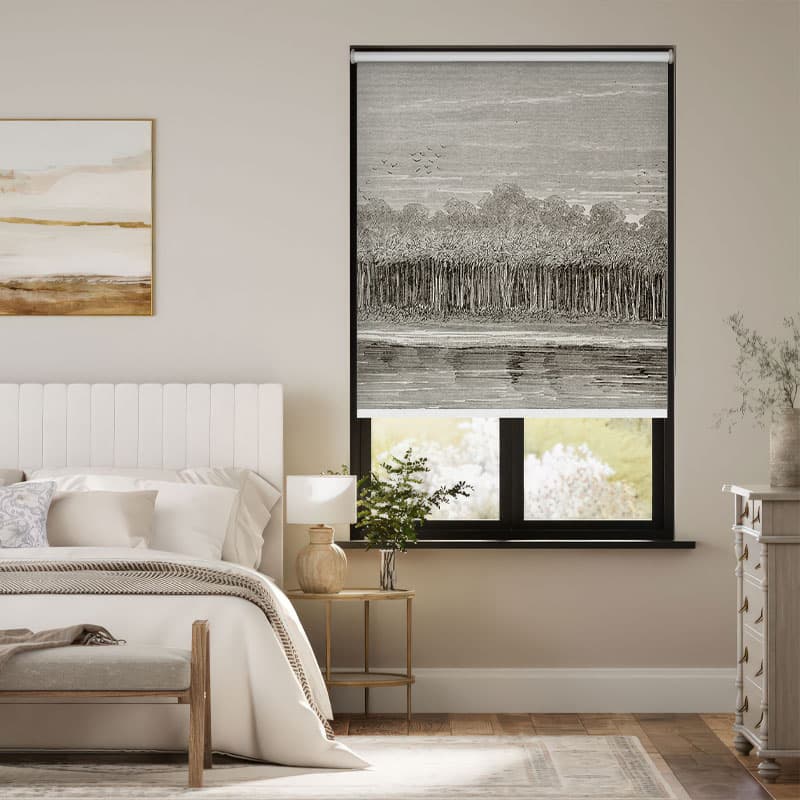 Vintage Riverside Engraving Roller Blind pattern detail
