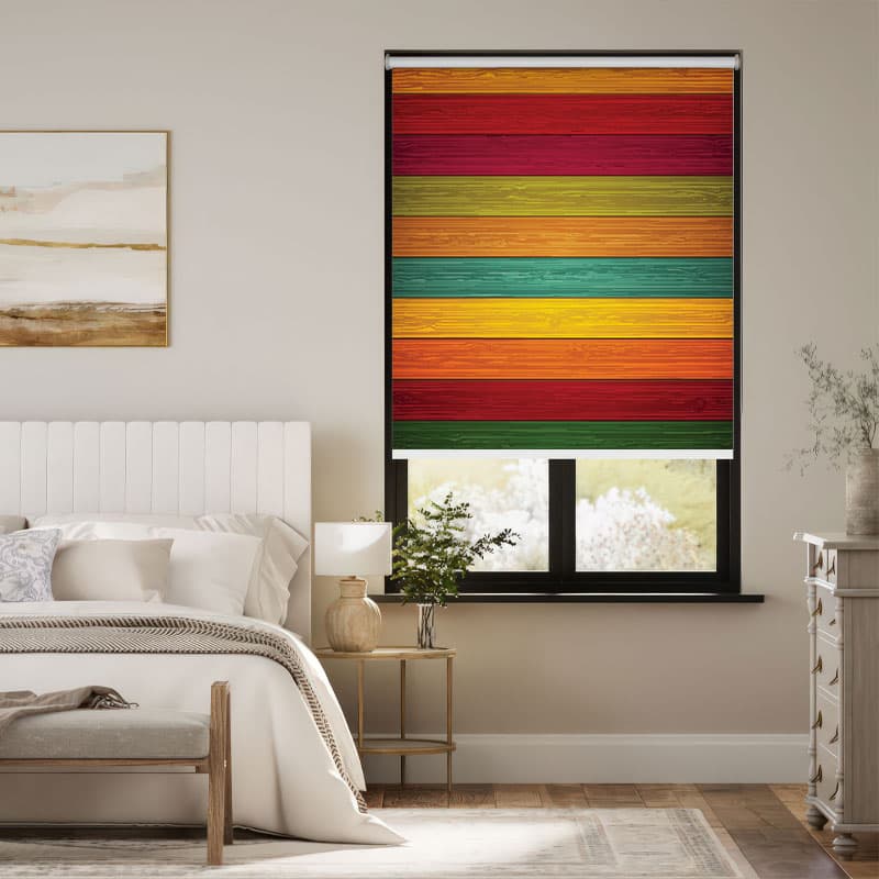 Rainbow Wood Plank Window Roller Blind pattern detail