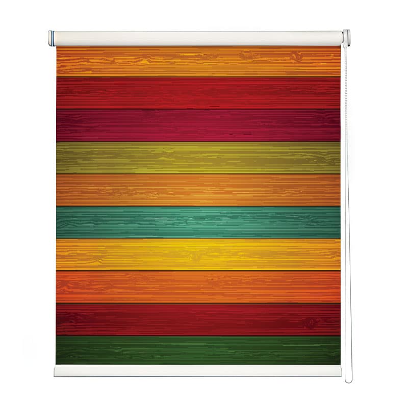 Rainbow Wood Plank Window Roller Blind shown in a room