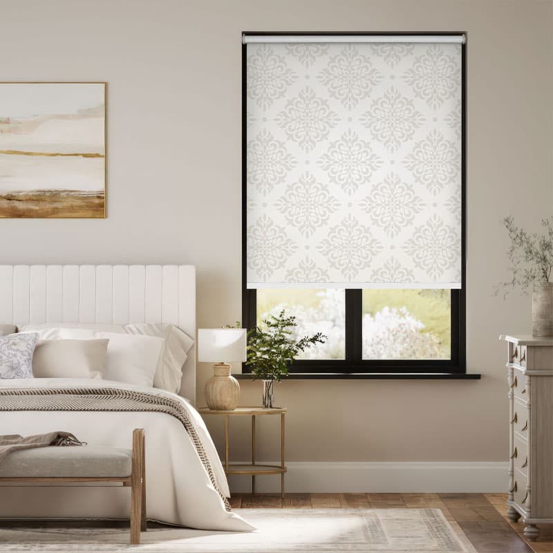 Classic Ivory Scroll Roller Blind pattern detail