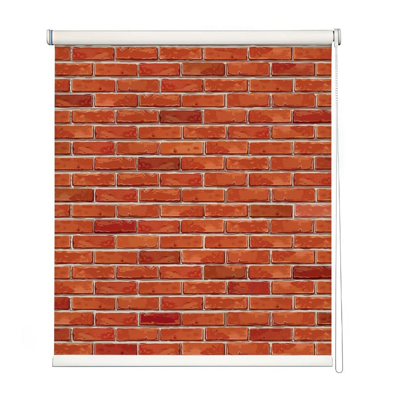 Loft Style Brick Window Roller Blind shown in a room