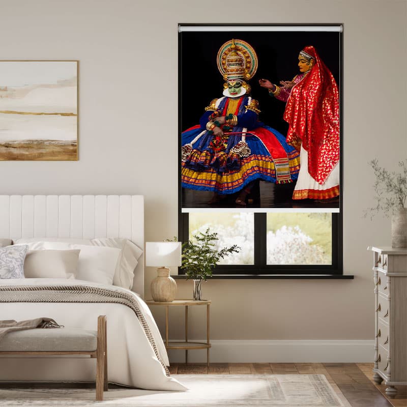 Dramatic Kathakali Figures Roller Blind pattern detail
