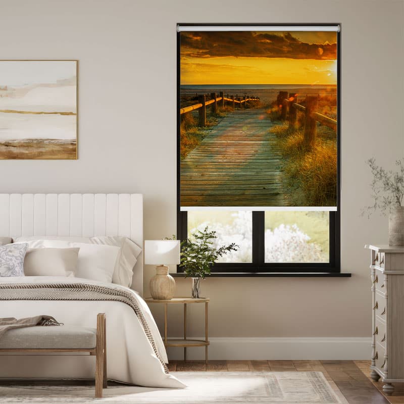 Rustic Boardwalk Sunset Roller Blind pattern detail