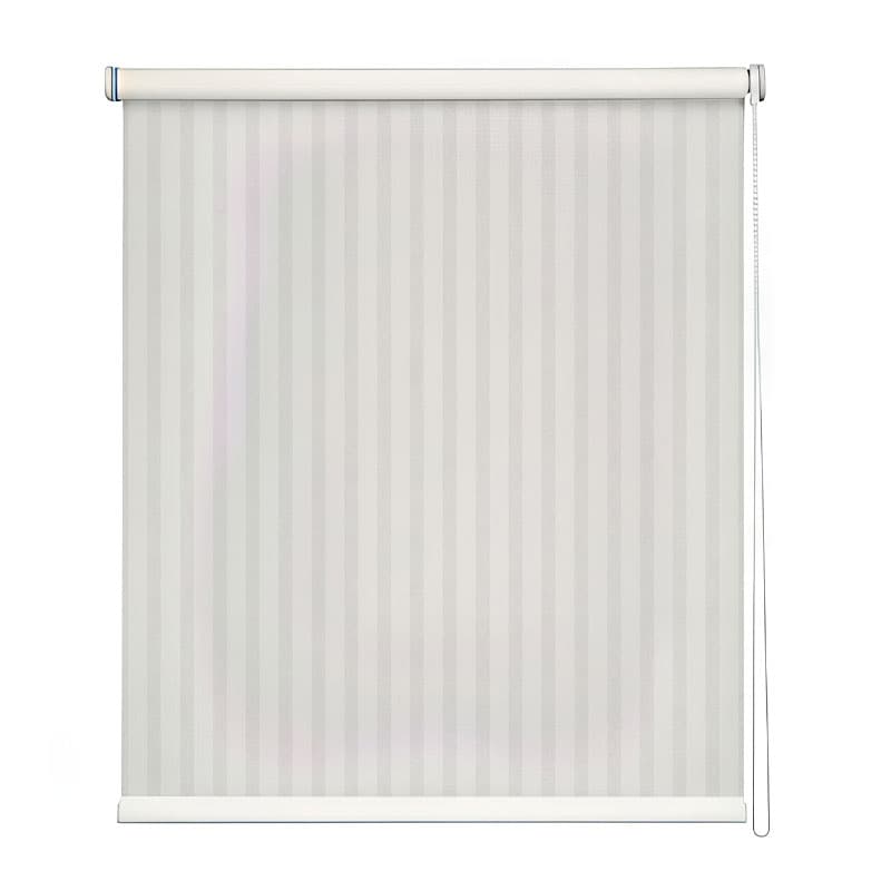 Elegant White Pinstripe Roller Blind shown in a room