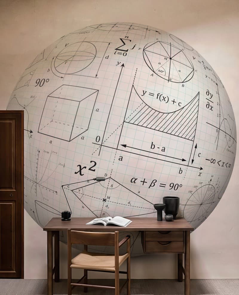 Mathora, 3D Educational Math Wallpaper Mural shown in a room