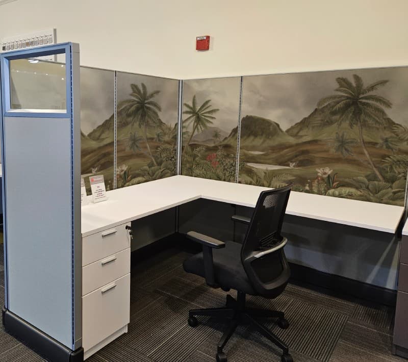 Lunava, Tranquil Island Jungle Wallpaper Mural shown in a room