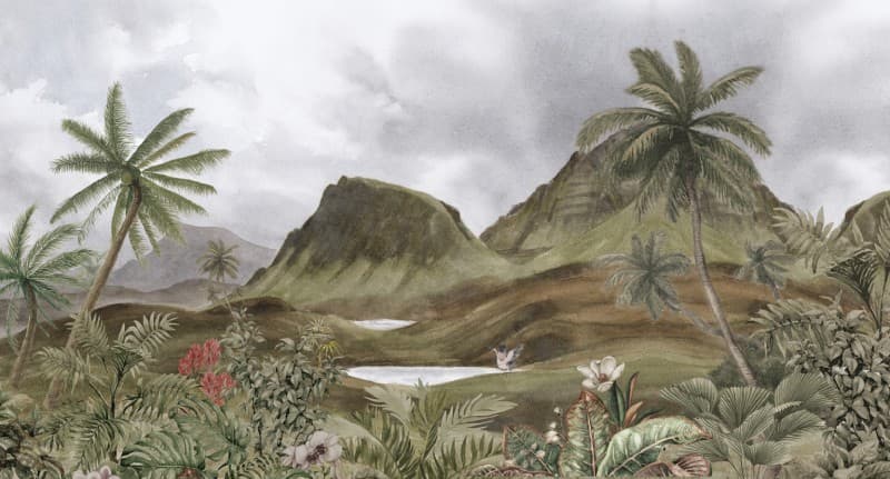 Lunava, Tranquil Island Jungle Wallpaper Mural pattern detail