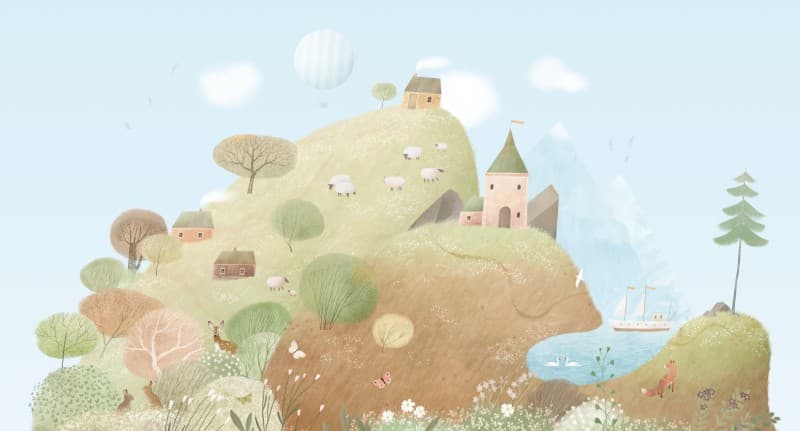 Cloudmere, Dreamy Alpine Retreat Wallpaper pattern detail