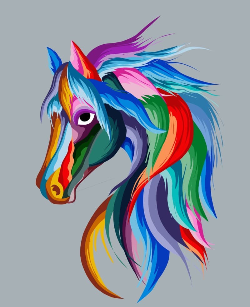 Vibrant Colorful Horse Art Design wallpaper pattern detail