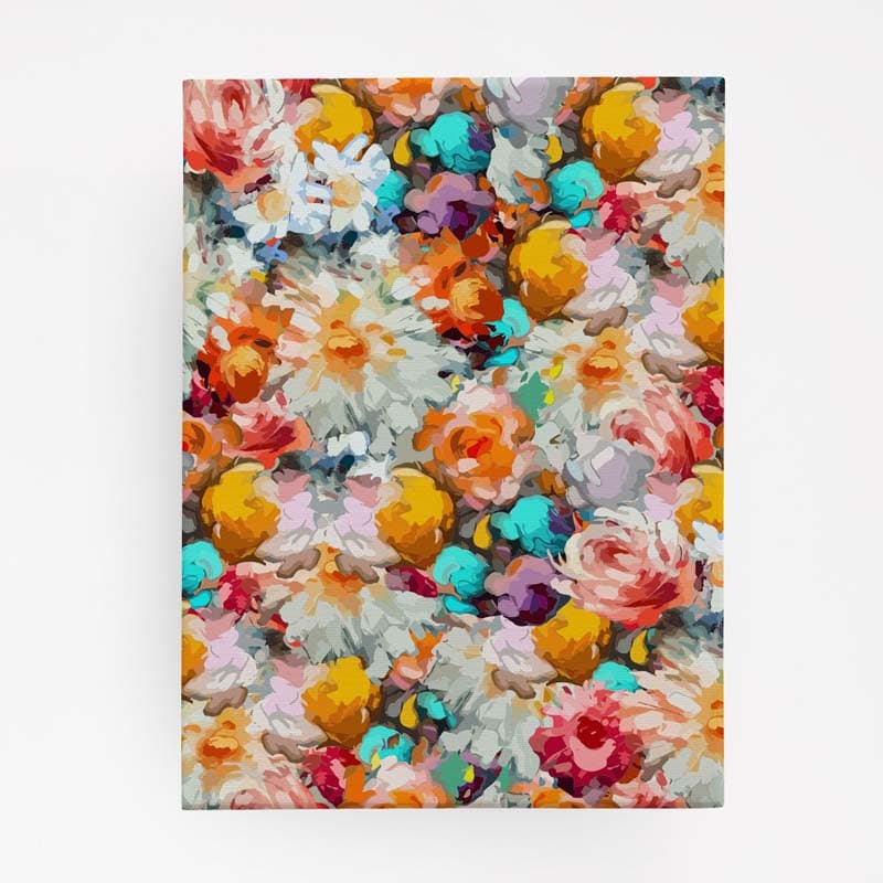 Floré, Artistic Floral Bloom Canvas Wall Art shown in a room