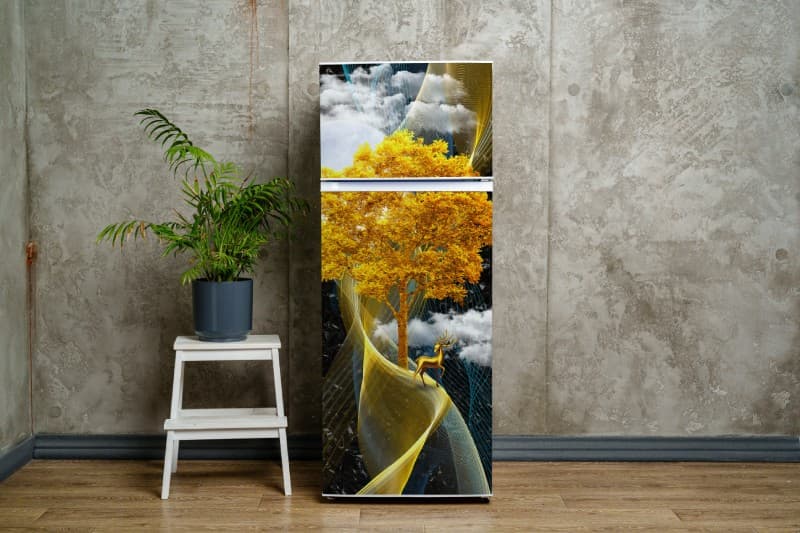 Goldmist, Enchanted Tree & Stag Wallpaper Mural shown in a room