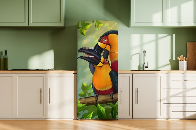 Exotic Jungletopia Lush Toucan Haven Wall Mural shown in a room