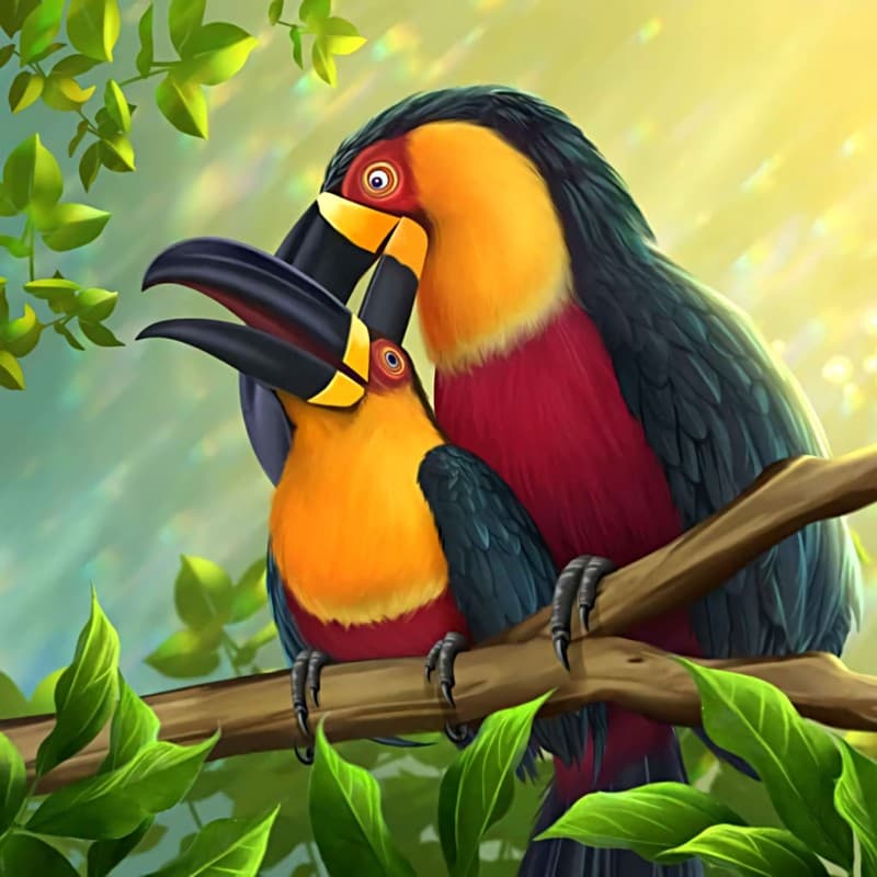 Exotic Jungletopia Lush Toucan Haven Wall Mural pattern detail