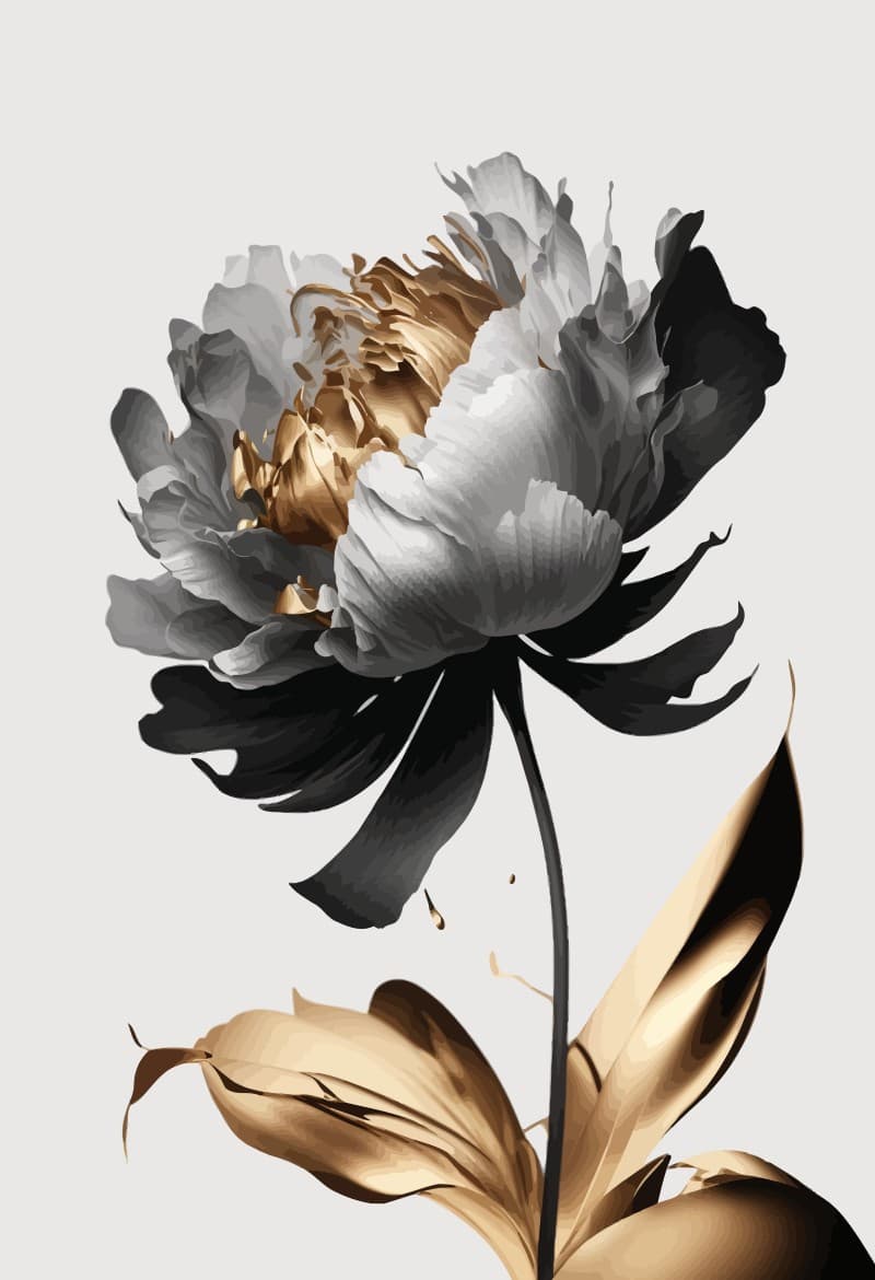 Elegant Black and Gold Flower Texture Mural Wallpaper pattern detail