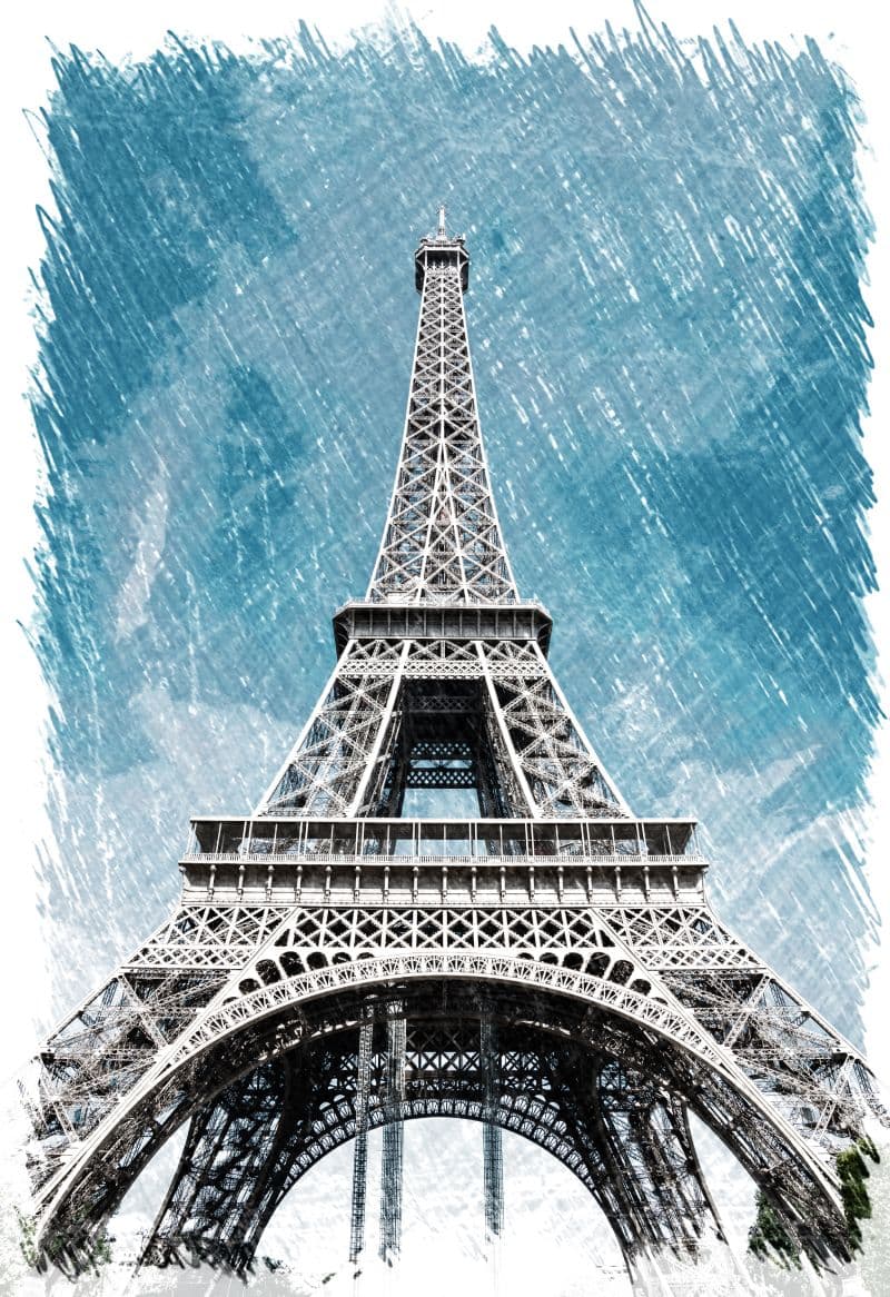 Parisia, Artistic Eiffel Tower Sketch Mural pattern detail