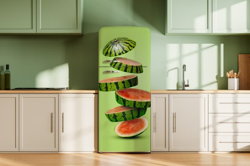 Splat, Bold Floating Melon Wallpaper Mural shown in a room