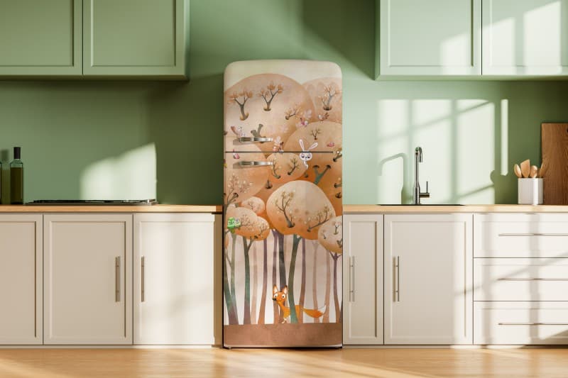 Whimsi Enchanted Forest Friends Kids Wall Mural Wallpaper shown in a room