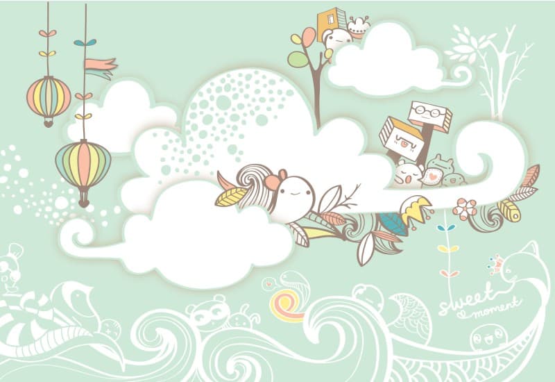 Bubbloon Sweet Sky Parade Kids Mural Wallpaper pattern detail