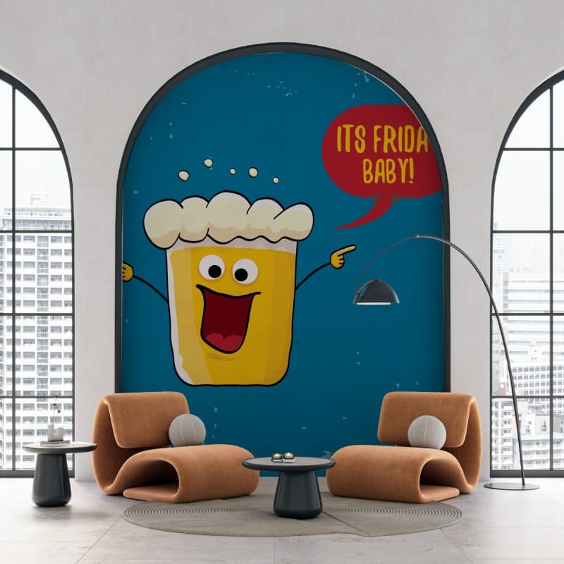 Brewhaha Cheers to Friday Fun Wall Mural Wallpaper shown in a room