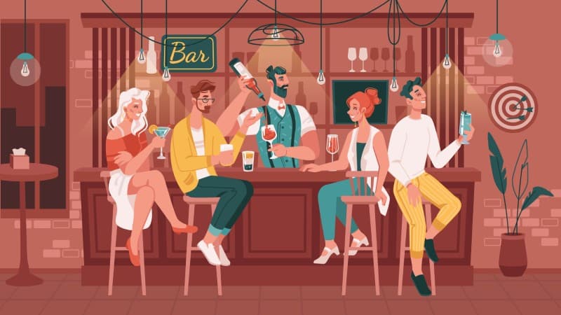 Cheers, Celebrating Friendship and Flavor Mural pattern detail