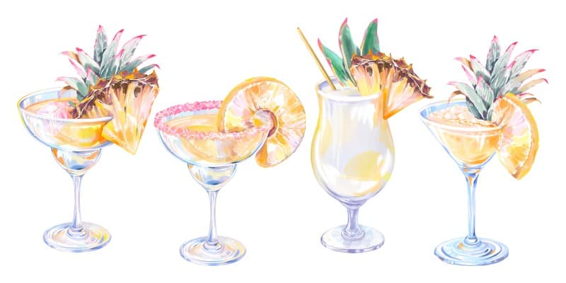 Citrus, Joyful Garnishes and Sunny Sips Mural pattern detail
