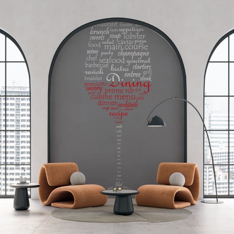 Vinette, Culinary Word Pour Mural shown in a room