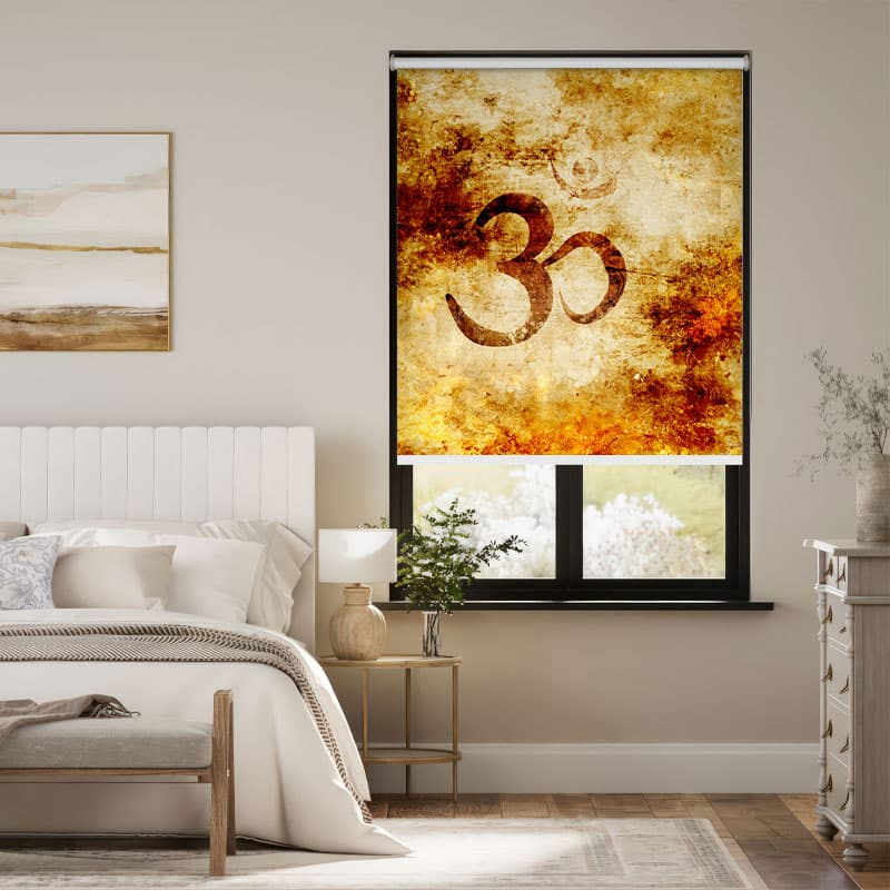 Textured Om Meditation Roller Blind pattern detail