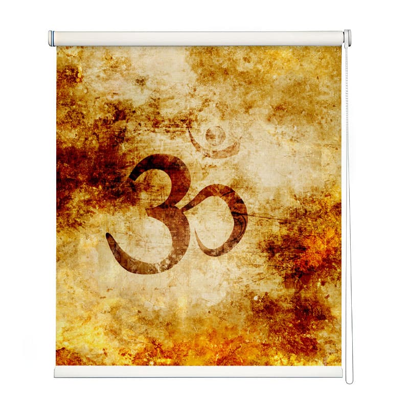Textured Om Meditation Roller Blind shown in a room