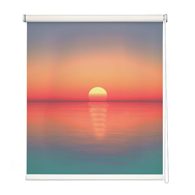 Dreamy Ocean Sunrise Roller Blind shown in a room