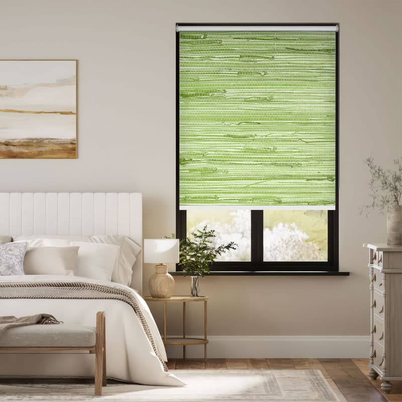 Boho Chic Green Woven Roller Blind pattern detail