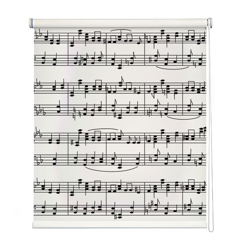 Musical Notes Harmony Roller Blind shown in a room