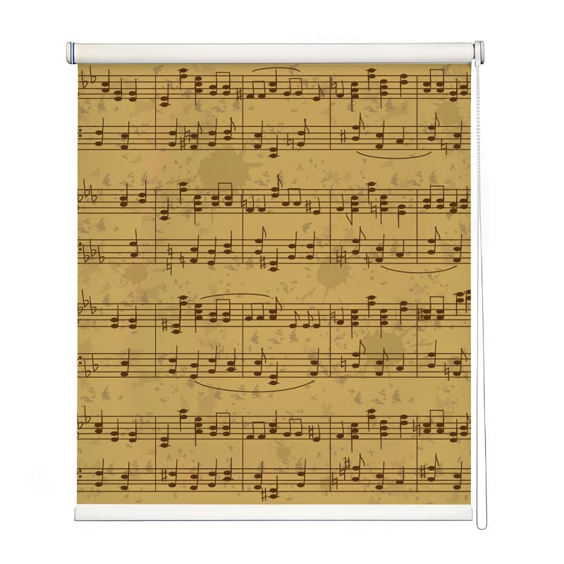 Vintage Parchment Sheet Music Roller Blind shown in a room