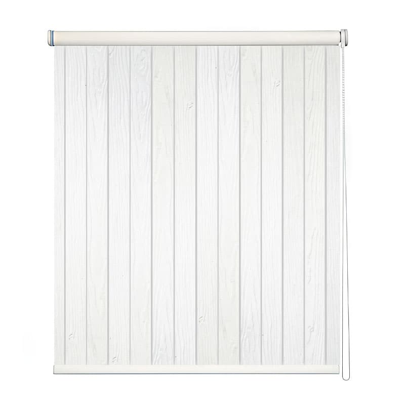 Minimalist Vertical Wooden Panel Roller Blind shown in a room