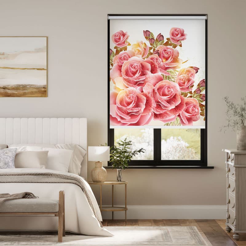 Dreamy Vintage Rose Window Roller Blind pattern detail