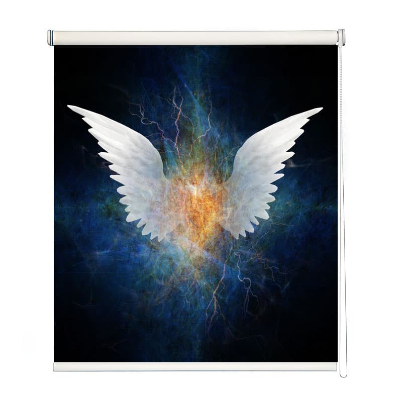 Angel Wings Abstract Art Roller Blind shown in a room