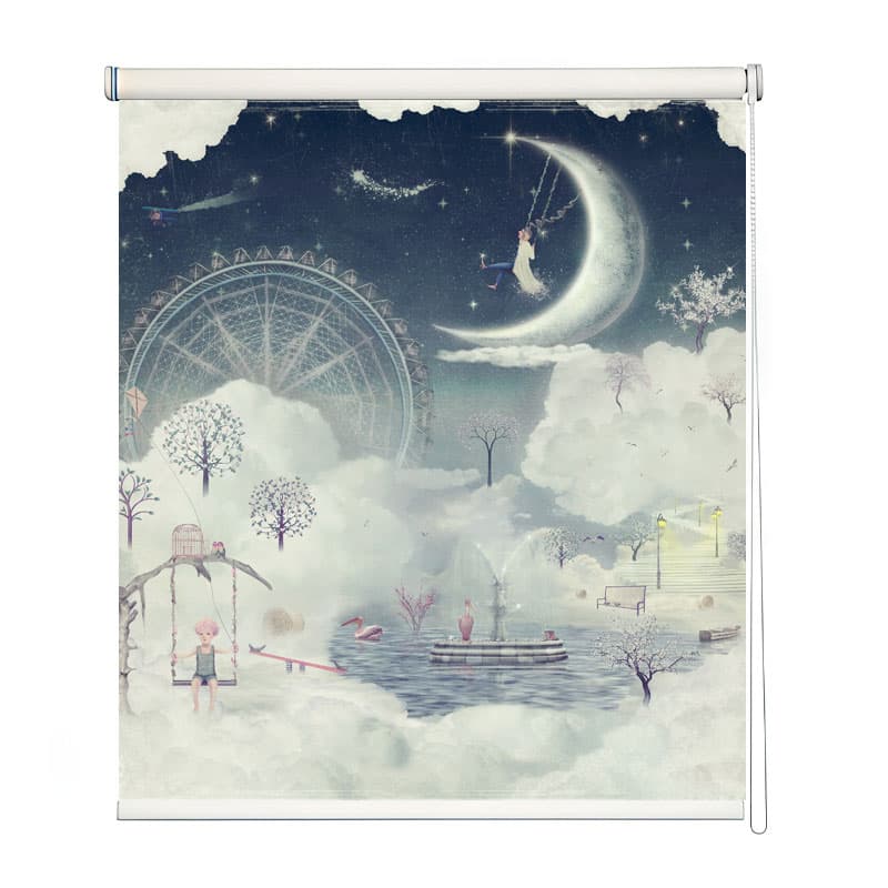 Moonlight Fairytale Whimsical Roller Blind shown in a room