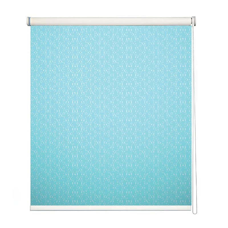 Ocean Serenity Light Blue Dotted Roller Blind shown in a room