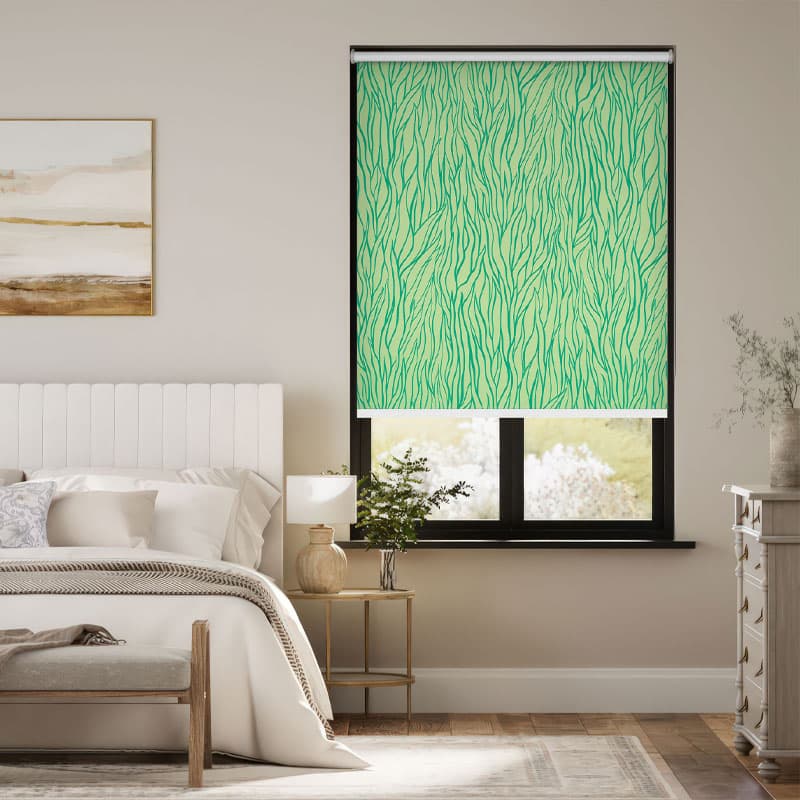 Modern Green Vines Pattern Roller Blind pattern detail