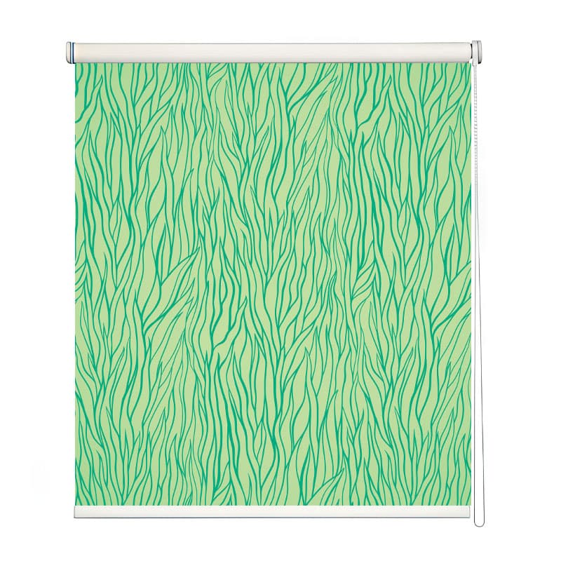 Modern Green Vines Pattern Roller Blind shown in a room