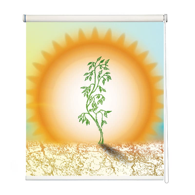 Resilience Sun and Plant Roller Blind shown in a room